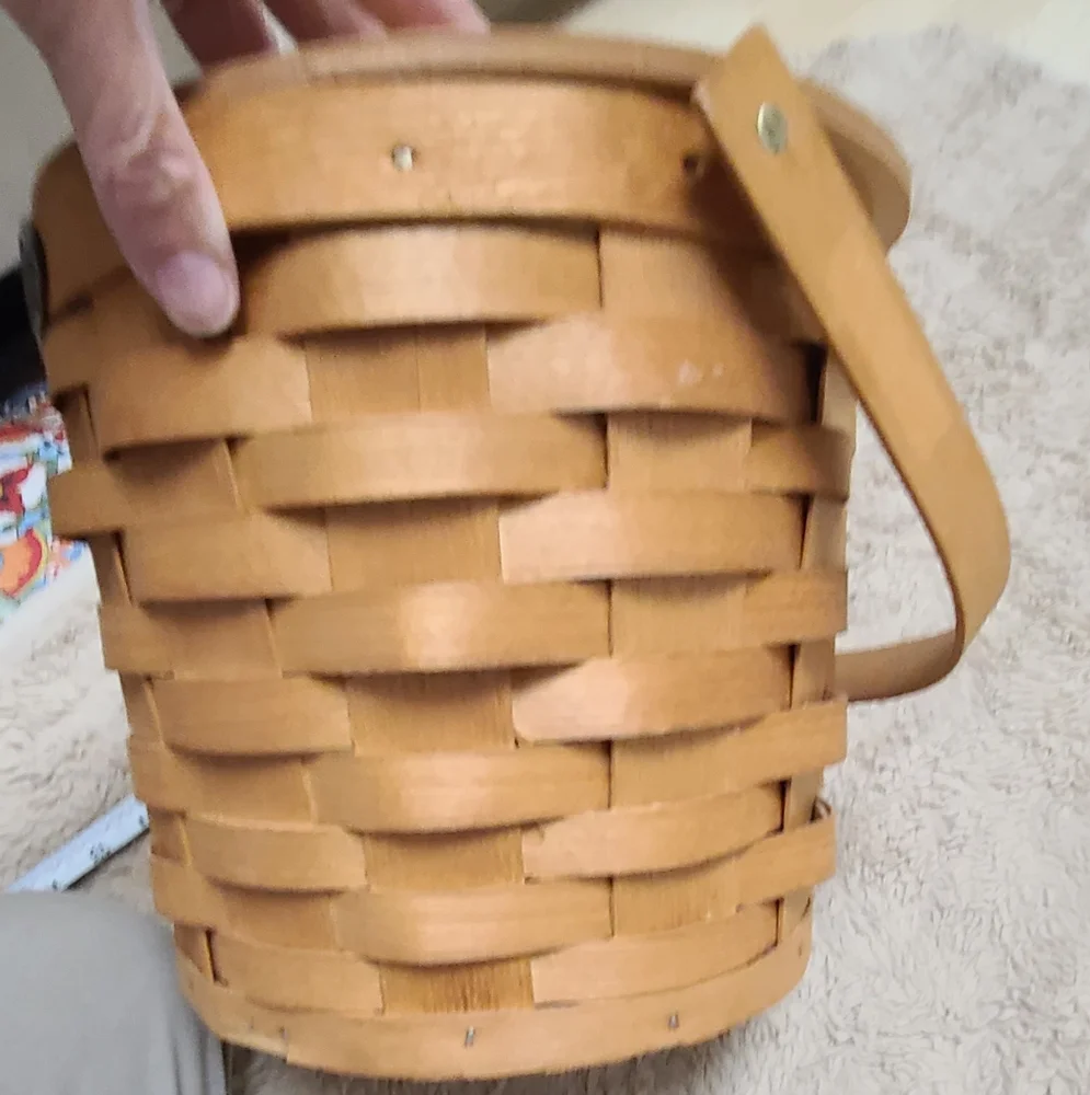 Peterboro Woven Basket Ice Bucket with Handle, Vintage